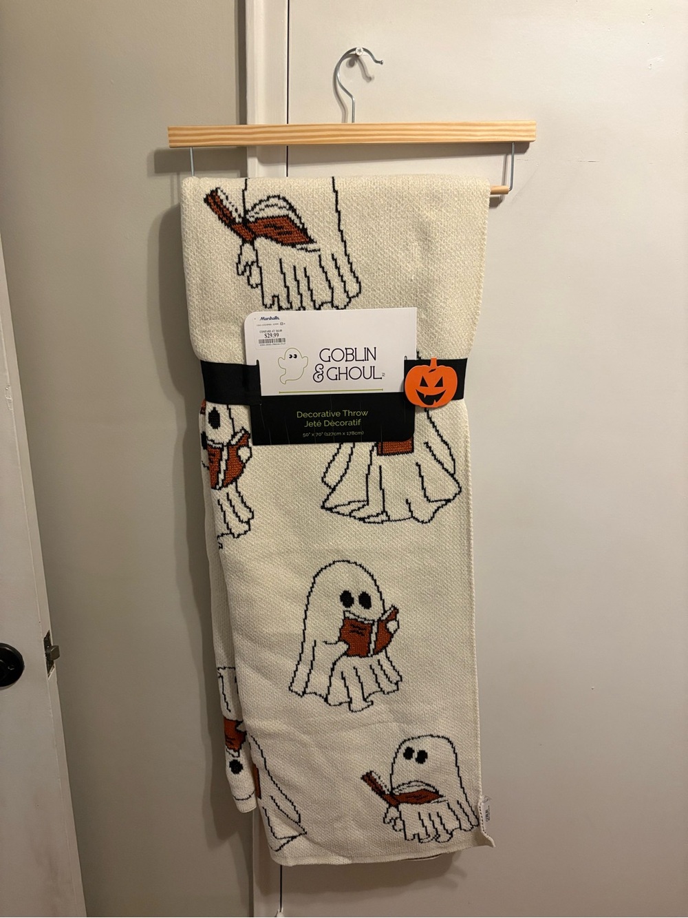 Viral Goblin & Ghoul Ghost book Throw - Cream & Orange